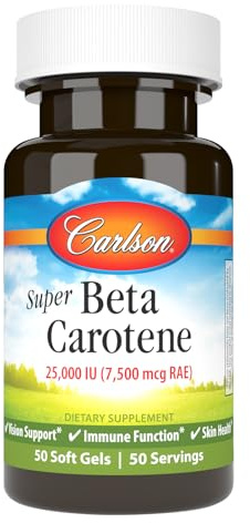 Carlson Laboratories Super Beta Carotene-25,000 IU (7,500 mcg RAE) 50 Softgel