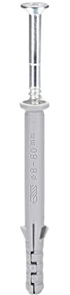XYWHPGV 8X80mm Tubo di espansione in plastica Colonna di ancoraggio per cemento Tassello per fissaggio a muro Tubo con viti Grigio 10 pezzi(b32a3 2dbea ecc16 b578b 8020a 82776