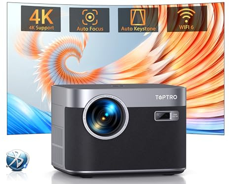 Beamer 4K Unterstützung【Autofokus/Trapezkorrektur & Android TV】 Full HD 1080P Beamer Heimkino WiFi6 Bluetooth, 33000 Lumen TOPTRO LED Video Projektor mit You-Tube/Dis+