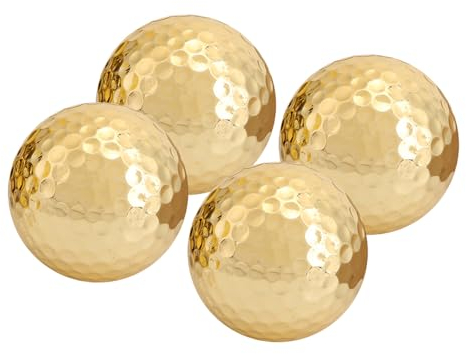 Akozon Packung mit 4 Tragbaren Golfbällen, Professionelle Doppelschichtige Vergoldung, Ideal für Golfschläger, Golfer, Anfänger und Golfübungen