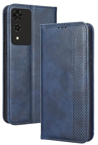 RankOne Flip-Lederhülle handyhülle für Smartphone, Compatible with Cubot A10 (6.56 Inches) Blau