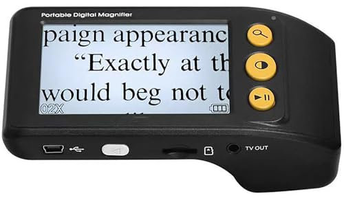 LXWKAI Loupe numérique Portable, Aide visuelle électronique 2-25X avec 8 Modes de Couleur et éclairage LED réglable à 5 Niveaux, adaptée aux malvoyants ou aux malvoyants (Noir)