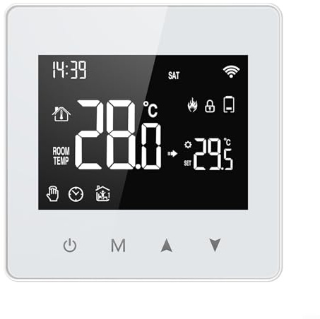 Batteriebetriebenes Smart-Thermostat für ZigBee, programmierbare Zeitplanung und Fernzugriff, Smart-Thermostat mit Touch-Tasten und Fernbedienung für Tuya
