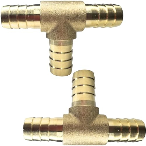 2pcs 5/8'' Hose Barb Tee T 3 Way Union Brass Pipe Fitting for Water Fuel Air by CX WONDERLAND