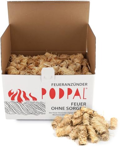 PODPAL Accendifuoco in lana di legno | avviatore naturale | 500 palline di fuoco – circa 5 kg | Accendifuoco in lana di legno | Accendifuoco | Fuoco Starter | Accendifuoco | Accendifuoco |