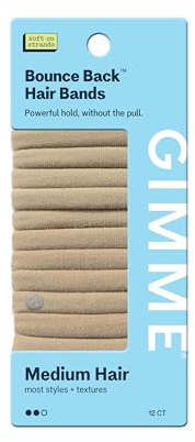 Gimme Beauty Medium Hold Hair Bands - Seamless Nylon & Spandex Ties for All Hair Types - Damage-Free, Comfort Fit Ponytail Holders - No-Crease Elastic Bands for Daily Use - 12 Pack, Blonde