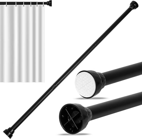 Duschvorhangstange ohne Bohren, Klemmstange für Gardinen, 100-130cm Teleskopstange Vorhang ohne Bohren, Ausziehbare Gardinenstange zum Klemmen, Duschstange ohne Bohren Schwarz für Schrank Bad Balkon
