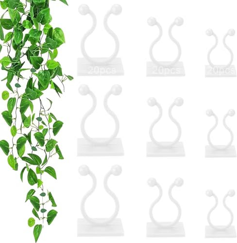 60 Stück Pflanzenclips Wandbefestigung für Pflanzen, 3 Größen, Kletterpflanze Befestigungsklammern für Pflanzen Sicherung Unterstützt (Weiß)
