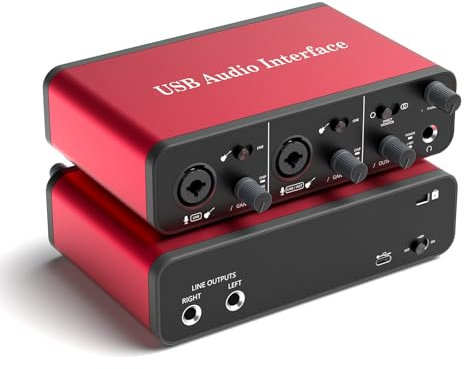 2i2 USB Audio Interface – 24Bit/192kHz Studio Recording, 48V Phantom Power – Compatible with DAWs, Perfect for Music, Podcasting & Voiceovers (Mac/PC)