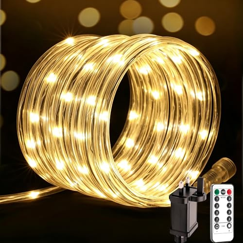 RESNICE Connectable 165FT 500 LEDs Rope Lights,Including 5Packs 33FT 100 LEDs Tube Lights,Warm White Waterproof String Light with 8 Modes Remote for Outdoor Indoor Christmas Patio Backyards Garden