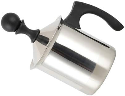 VALICLUD Montalatte Manuale Filtro in Acciaio 304 Da 400cc, Impugnatura Ergonomica, Brocca Portatile Per Preparare Schiuma Delicata Di Latte, Cappuccino e Cioccolata Calda Per Uso Domestico