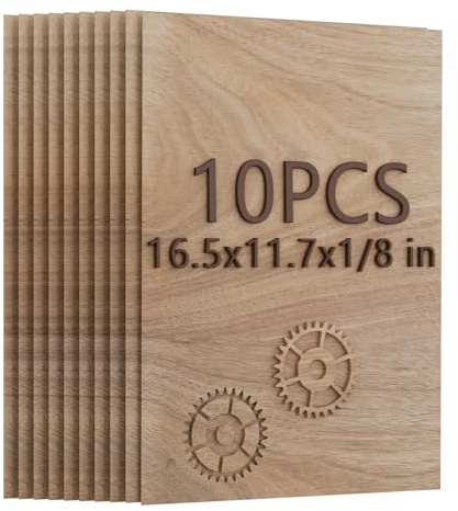 Creatorally Paquete de 10 hojas de madera contrachapada de nogal negro, 16.5 x 11.6 x 1/8 pulgadas, ideal para corte láser, grabado, manualidades, quema de madera, fabricación de carteles y decoración