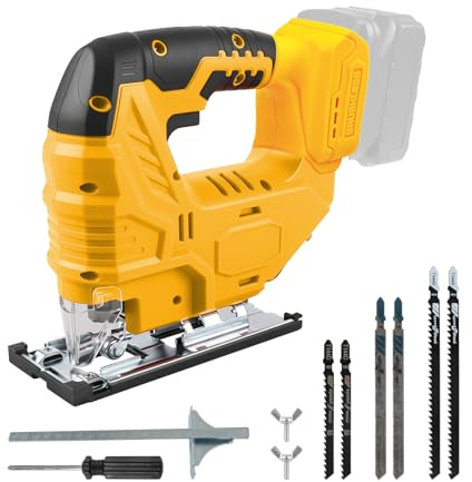 Cordless Jig Saw Compatible with Dewalt 18V 20V, Electric Jigsaw Cut Off Tool, 800W 2700RPM Jig Saw, 3 Orbital Action, ±45° Bevel Cutting Angle, 6 Replacement Blades for Wood Metal Plastic