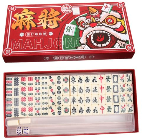 HONITANO Portable Mahjong Tiles Set with Melamine and Pvc Material, Lightweight and Creative Mini Chinese Mahjong Game for Indoor Home Travel Entertainment with Complete Accessories