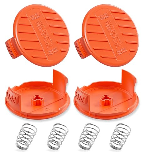 4 Pièce Couvercle de Bobine Compatible avec Black et Decker Coupe Bordures, RC-100-P Capuchon de Bobine, Tondeuse Capuchon de Bobine Ressorts pour Black et Decker Debroussailleuse