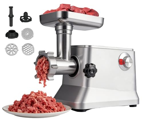 Tritacarne Elettrico 2600w, Tritacarne Per Alimenti Con Lame In Acciaio Inossidabile, Regolazione A 3 Velocità, Tritacarne Per Ristorante, Cucina Silver