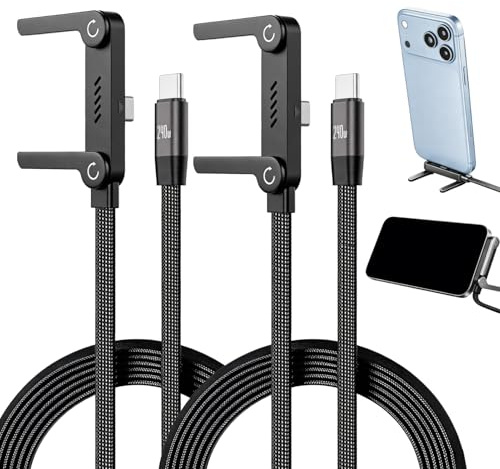 Lot de 2 Câble USB C Charge Rapide 240W avec Support Téléphone Intégré