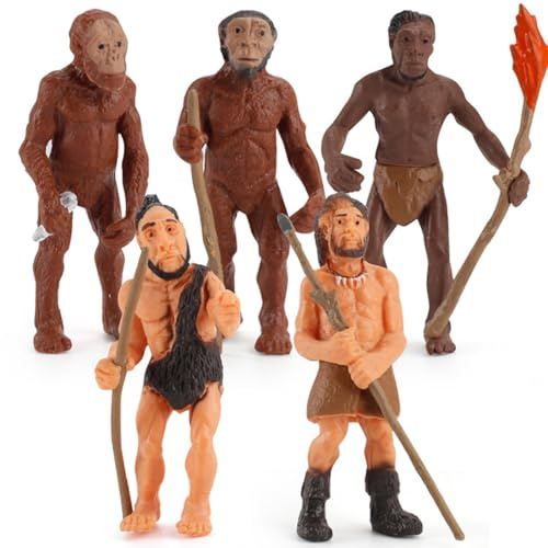 5 Piezas de Hombres Primitivos para Escena de Caza Juego de Figuras, Modelos De Hombres Primitivos para Decoración y Diorama de Mesa de Arena