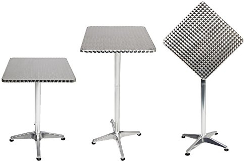 Mojawo Bistro Stehtisch Terrassentisch 60x60cm H70/110cm Aluminium Balkontisch Gartentisch Bistrotisch Klapptisch höhenverstellbar