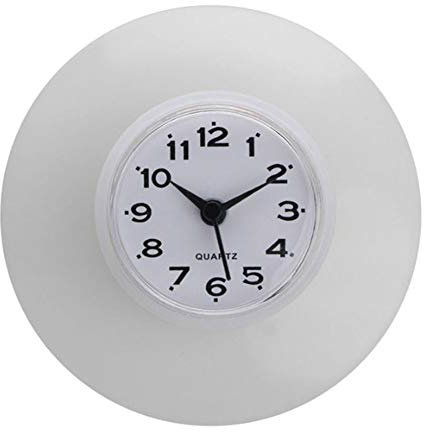 ZHOUBA Reloj de pared impermeable para cocina, baño, ducha, ventosa, decoración de nevera, regalo, color blanco