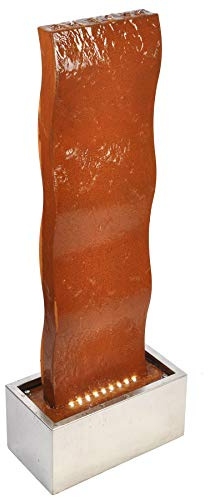 Köhko® Fuente con iluminación LED de acero corten y acero inoxidable, altura 90 cm, fuente de agua, fuente de interior 32003