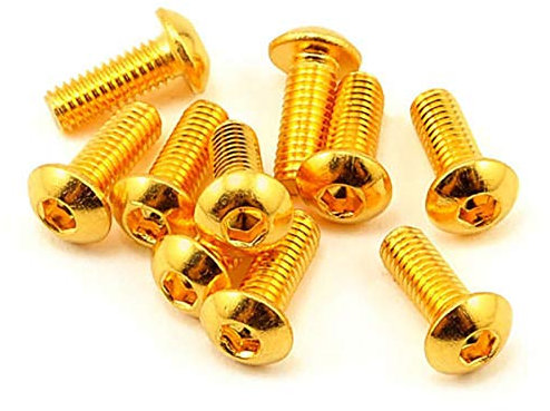 Vite a testa semicircolare in titanio dorato, grado 12,9 M2 M2.5 M3 M4 M5 ISO7380, lunghezza 5 – 30 mm, M5 5 x 12 mm, 10 pezzi.