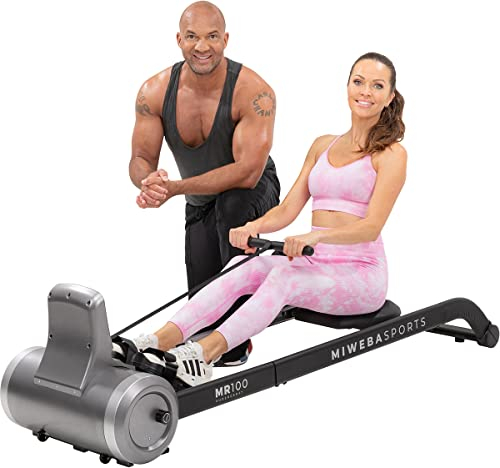 Miweba Sports Rudergerät MR100 | Rudermaschine klappbar - Fitnessgerät - Magnetbremse - 6 Widerstandsstufen - Heimtrainer - Krafttraining - Rudergeräte für Zuhause - Rowing Machine (Grau)