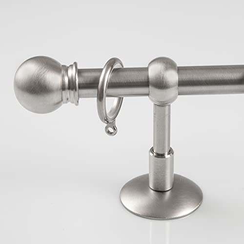 GLOBALCORPORATION Bastone per tenda in acciaio satinato e lucido 20mm moderno inox a parete bastoni decorativi tendaggi binario riloga zineffa completo di kit (180 cm.Senza Anelli,ACCIAIO SATINATO)