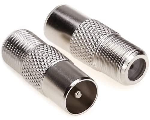 IRYNA 2 Pcs TV Aerial Coaxial Cable F-Connectors Adapter F Socket Female to Coax Plug Male TV Aerial Connector Adaptor for Cable Lead