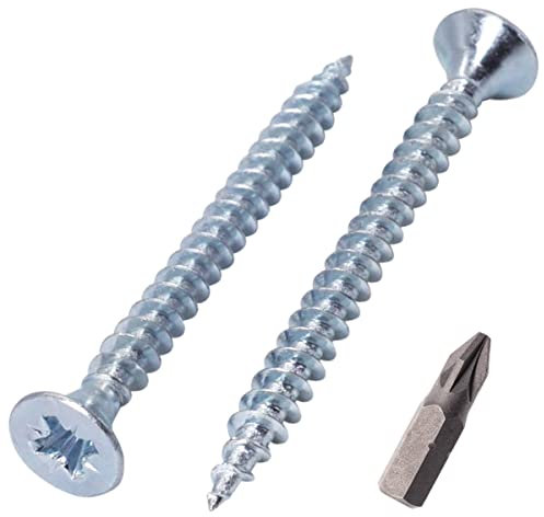 SKIR'CO Lote de 300 tornillos de acero chapado en zinc de 4,0 x 40 mm, cabeza avellanada Pozidriv, tornillos de aglomerado, rosca PZ totalmente (300, 4 x 40 mm)