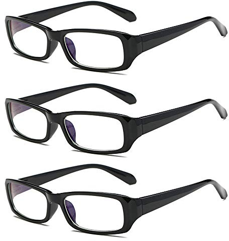 Rongchy 3 PRS Distance Glasses Mens Womens Nearsighted Eyewear Classic Style Myopia Glasses (Black, -4.0, diopters)