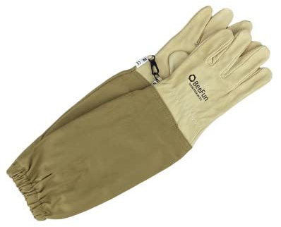 Imkerhandschuhe, Leder & Baumwolle khaki - BeeFun®: M