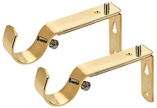 Gardinenstangenhalterung für 1 oder 1 1/8 Zoll Stange, Metall verstellbare Halterung (Gold – 2 Set)