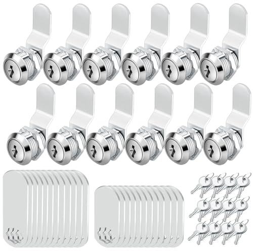 5/8 Cam Locks - 5/8 Diameter Cam Lock Keyed Alike Cabinet Locks Secure Files Drawers Mailbox RV Cylinder Replacement Lock Set, Camper Door Tool Box, Zinc Alloy(12 Pack)