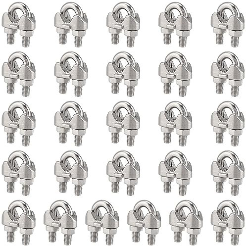 PUCSIQ 26 Stück Seilklemmen 5mm, M5 Drahtseilklemmen U Förmige, Edelstahl Bügelseilklemme, Bügelklemme Edelstahl, Stahlseilklemmen für Drahtseile Seilen Stahlseil Draht Stahl