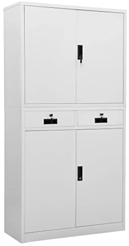 MNISDFL Mehrzweckschrank Sideboard Küche Beistellschrank Büroschrank Hellgrau 90x40x180 cm Stahl