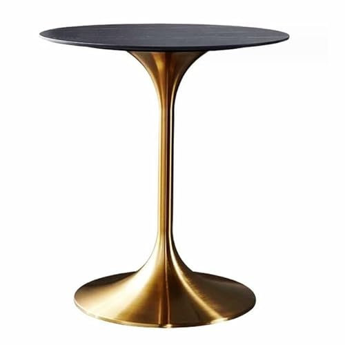 Runder Esstisch, Moderner Granittisch Mit Metallfuß, Säulentisch, Küchentisch for 2–4 Personen, Kleiner Raum, Beistelltisch for Zu Hause, Freizeit-Couchtisch(70cm)
