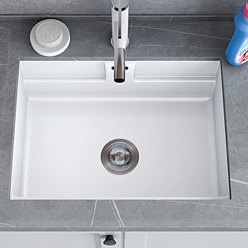 SLGGPJBU Lavello da cucina, lavello bianco con lavatoio e filtro, lavello in ceramica con ciotola, lavelli da cucina piccola, lavello moderno per ristorante, cucina, lavanderia, interni ed esterni