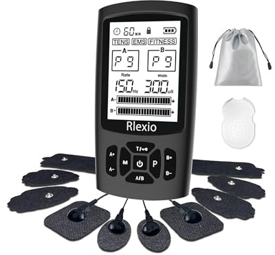 RLEXIO Stimulateur TENS & EMS, appareil TENS pour soulager la douleur KSER1020-BLACK