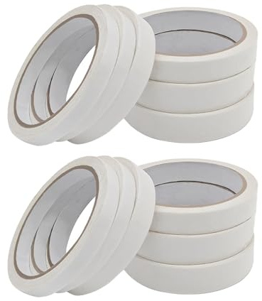 12 Pcs 6 sizes Double Sided Tape Craft Double Sided Sticky Tape,Thin Double Sided Tape White Tape Double Sided,Two Sided Tape White Masking Tape Multipurpose Double Sided Sticky Tape for Crafting