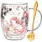 Tazas de Café de Vidrio de Doble Pared - Lindas Tazas de Té Con Asas, Flores Secas - Regalo para Mujeres, Cumpleaños, Mejor Amiga, Profesora, Mamá
