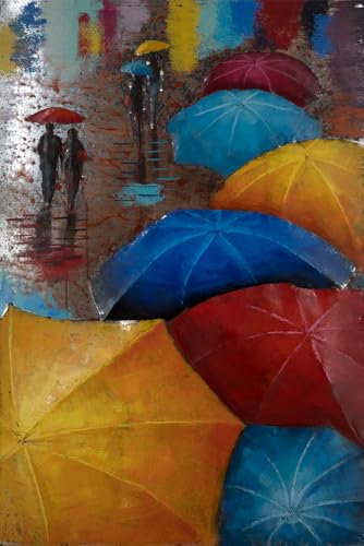 Handgefertigtes Metallbild Rainy ca. 77x177 cm Kunst Bild 3D-Optik Wandbild