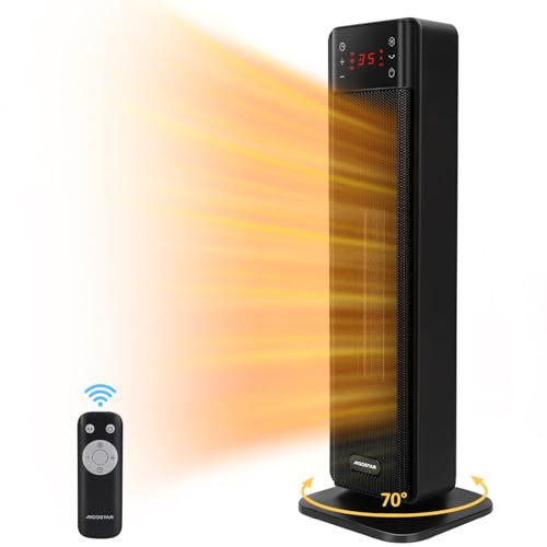 Aigostar Calefactor Cerámico PTC, 2000W, Mando a Distancia y Pantalla Táctil LED, 4 Modos y Función ECO, Ahorro de Energía, Temporizador 24H, Silencioso, Oscilación 70º, Temperatura Ajustable, 20 m2