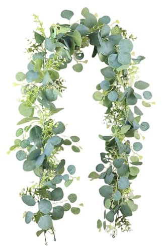 Guirnalda de Eucaliptos Artificiales, Plantas Artificiales Decorativas, Plantas de Interior, Decoración de Fiesta de Boda, Jardín de Casa