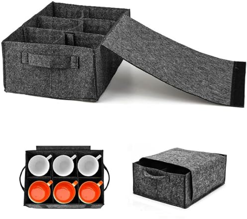 Tellerhalter Wohnmobil,Tassenhalter Wohnmobil Teller Aufbewahrung für 6 Tasse,Teller Organizer Schrank, Küche Becherträger für Wohnmobile,Wohnwagen und Boote (Getränkehalter, Dunkelgrau)