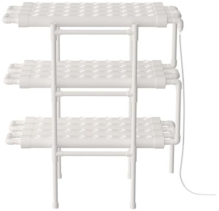 NiuLifeya Set di coltivazione idroponica, 3 livelli, 108 placche per piante, 12 tubi in PVC, sistema di moltiplicazione idroponica con dispositivo temporizzante, spugna per piante e spugna per verdure