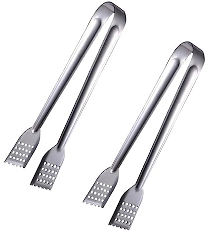 FUNNETOYU Pinzas De Acero Inoxidable Para Alimentos Multifunción 23 Cm Cabeza Plana Resistente Al Calor Ligero Para Servir Pan Barbacoa Ensaladas Hogar Restaurante Paquete De 2 Unidades
