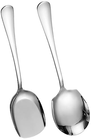 LIGIGWASH Large Stainless Steel Serving Spoon Kitchen Utensils for Home Banquet Restaurant Use Easy to Clean Lightweight Scratch Resistant Cooking Spoons