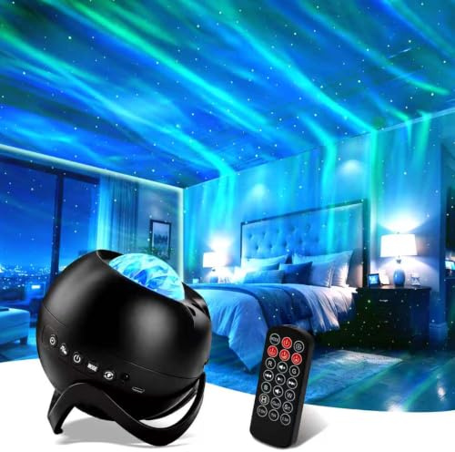 CAIYUE Schlafzimmer Galaxy Projektor, 3-in-1 LED-Nachtlicht | Schlafzimmer-Deko & Party-Stimmungslicht mit Fernbedienung, 8 beruhigende weiße Geräusche, Bluetooth, 360°-Projektion