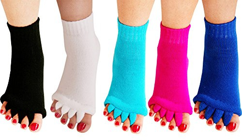 Nachvorn Yoga Sports GYM Five Toe Separator Socks Alignment Pain Health Massage Socks, Prevent Foot Cramps, One Pair,5Pairs